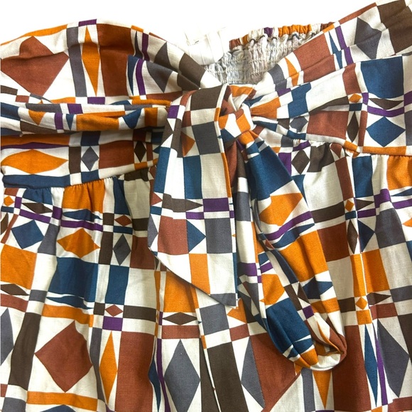 Sezane Bow Front Skirt Mini 70s Ditsies Size 36 US 4 Geometric Brown Orange NWOT - Picture 5 of 11